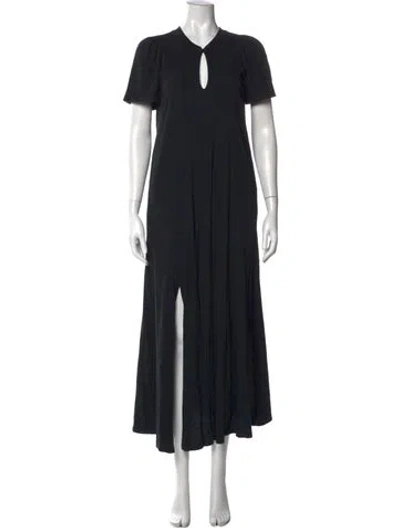 Pre-owned Raquel Allegra V-neck Long Dress In Black