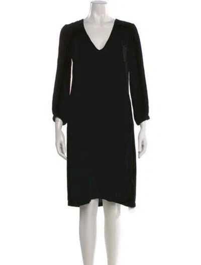 Pre-owned Raquel Allegra V-neck Long Dress In Black