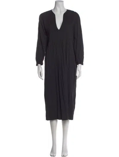 Pre-owned Raquel Allegra V-neck Long Dress In Black