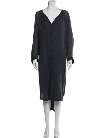Pre-owned Raquel Allegra V-neck Long Dress In Blue