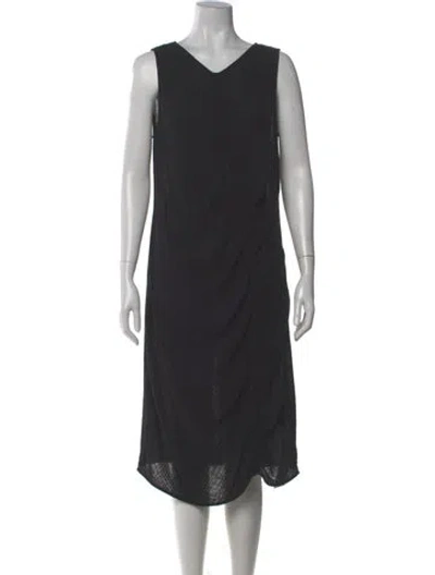 Pre-owned Raquel Allegra V-neck Long Dress In Gray