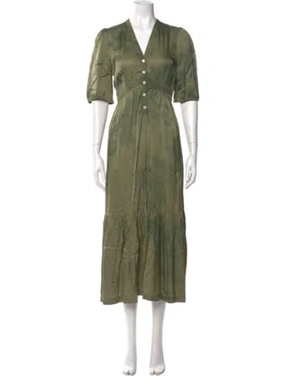 Pre-owned Raquel Allegra V-neck Long Dress In Green