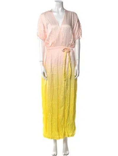 Pre-owned Raquel Allegra V-neck Long Dress In Pink