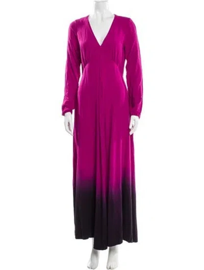 Pre-owned Raquel Allegra V-neck Long Dress In Pink