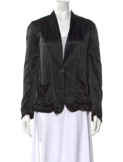 Pre-owned Raquel Allegra V-neck Long Sleeve Blouse In Black