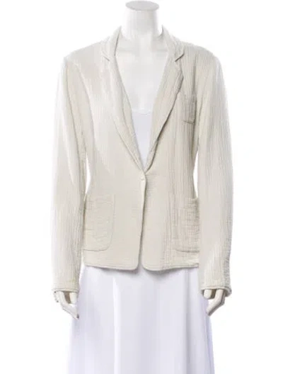 Pre-owned Raquel Allegra V-neck Long Sleeve Blouse In Neutral