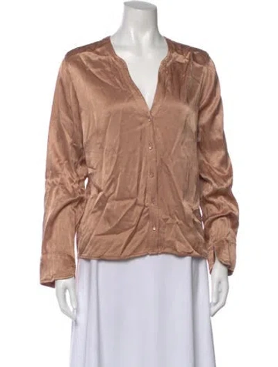 Pre-owned Raquel Allegra V-neck Long Sleeve Blouse W/ Tags In Pink