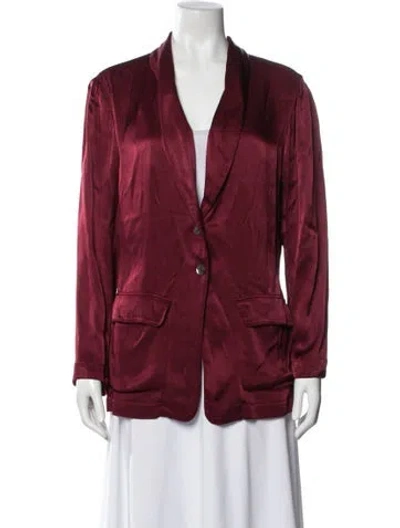 Pre-owned Raquel Allegra V-neck Long Sleeve Top In Red