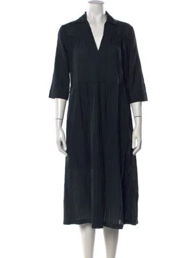 Pre-owned Raquel Allegra V-neck Midi Length Dress In Black