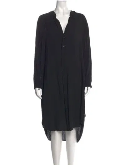 Pre-owned Raquel Allegra V-neck Midi Length Dress In Blue