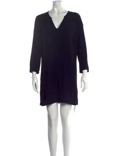 Pre-owned Raquel Allegra V-neck Mini Dress In Black