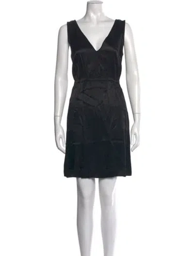 Pre-owned Raquel Allegra V-neck Mini Dress In Black