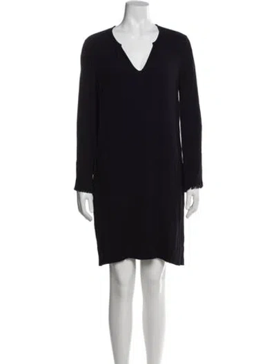 Pre-owned Raquel Allegra V-neck Mini Dress In Blue