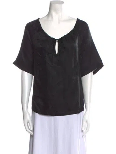 Pre-owned Raquel Allegra V-neck Short Sleeve Blouse W/ Tags In Blue