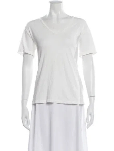 Pre-owned Raquel Allegra V-neck Short Sleeve T-shirt In White