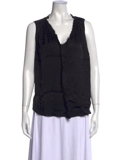 Pre-owned Raquel Allegra V-neck Sleeveless Blouse In Black