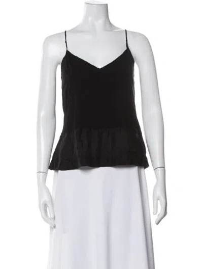Pre-owned Raquel Allegra V-neck Sleeveless Top In Black