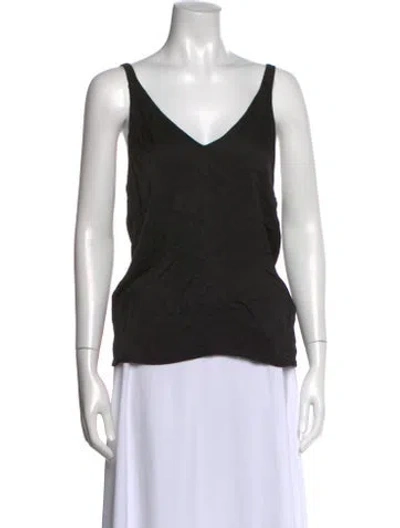 Pre-owned Raquel Allegra V-neck Sleeveless Top In Black