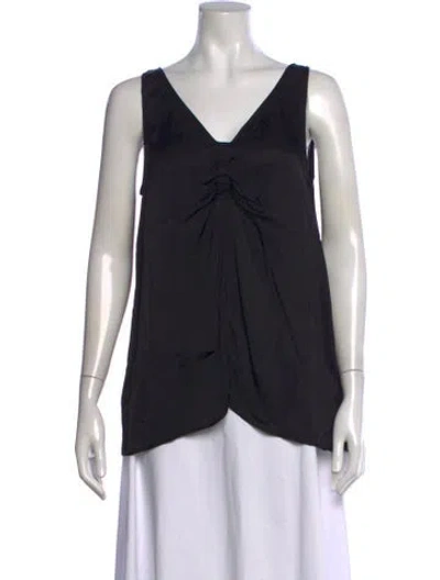 Pre-owned Raquel Allegra V-neck Sleeveless Top In Black