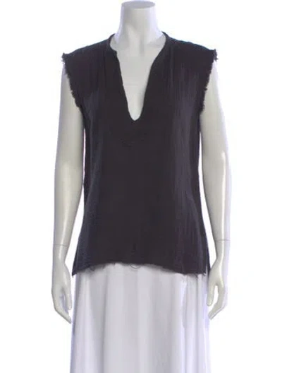 Pre-owned Raquel Allegra V-neck Sleeveless Top In Gray