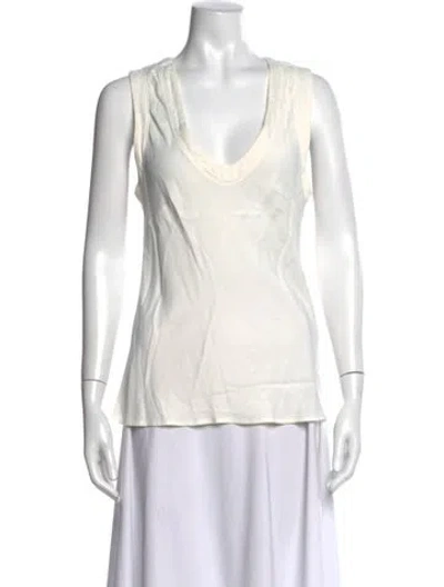 Pre-owned Raquel Allegra V-neck Sleeveless Top In Neutral