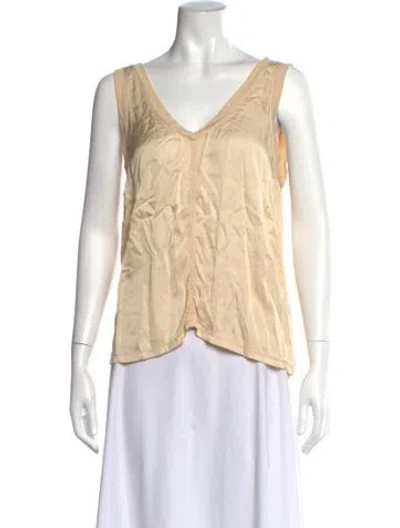 Pre-owned Raquel Allegra V-neck Sleeveless Top In Neutrals