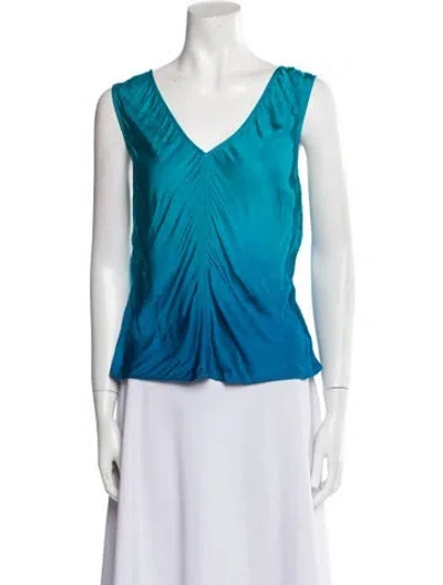 Pre-owned Raquel Allegra V-neck Sleeveless Top W/ Tags In Blue