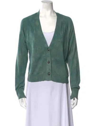 Pre-owned Raquel Allegra V-neck Sweater In Green