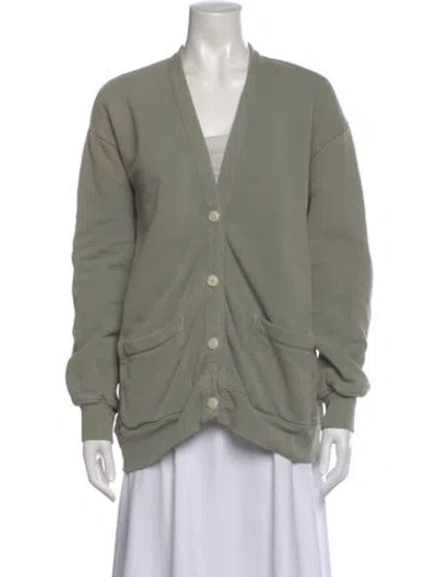 Pre-owned Raquel Allegra V-neck Sweater In Green
