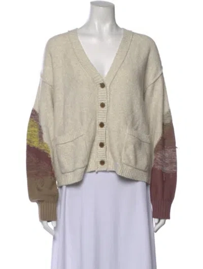 Pre-owned Raquel Allegra V-neck Sweater In Neutral