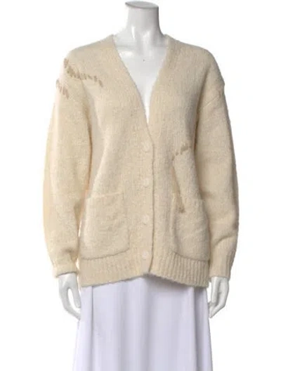 Pre-owned Raquel Allegra V-neck Sweater In Neutral
