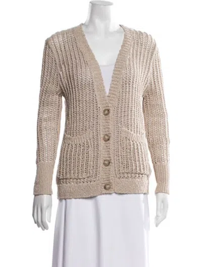 Pre-owned Raquel Allegra V-neck Sweater In Neutrals