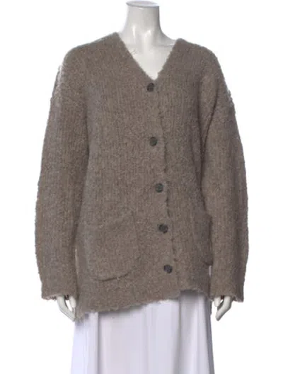 Pre-owned Raquel Allegra V-neck Sweater In Neutrals