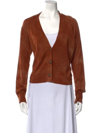 Pre-owned Raquel Allegra V-neck Sweater In Orange