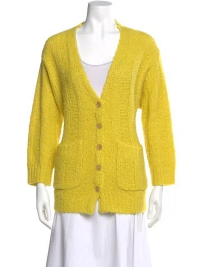 Pre-owned Raquel Allegra V-neck Sweater In Yellow