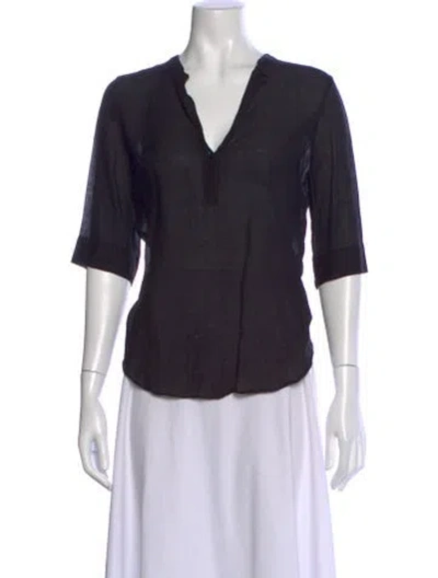 Pre-owned Raquel Allegra V-neck Three-quarter Sleeve Top In Black