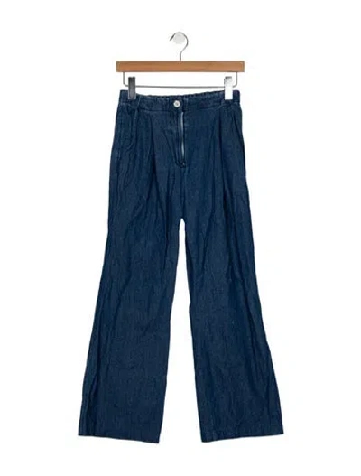 Pre-owned Raquel Allegra Wide Leg Pants In Blue