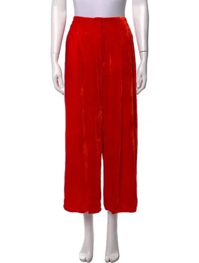 Pre-owned Raquel Allegra Wide Leg Pants In Red