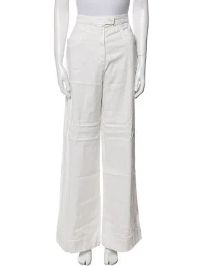 Pre-owned Raquel Allegra Wide Leg Pants In White