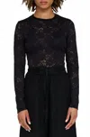 Raquel Allegra Lace Elise Long Sleeve Top In Black In Black