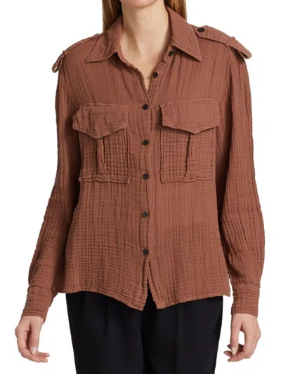 Raquel Allegra Women's Military Shirt In Terra