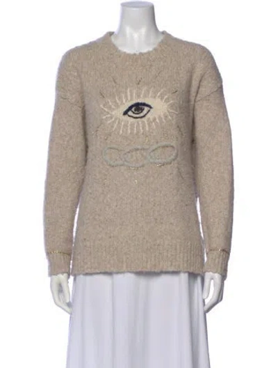 Pre-owned Raquel Allegra Wool Graphic Print Sweater In Neutral