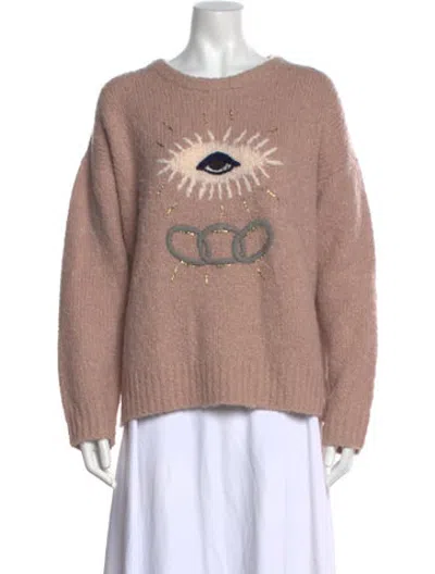 Pre-owned Raquel Allegra Wool Graphic Print Sweater In Pink