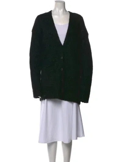 Pre-owned Raquel Allegra Wool V-neck Sweater In Black