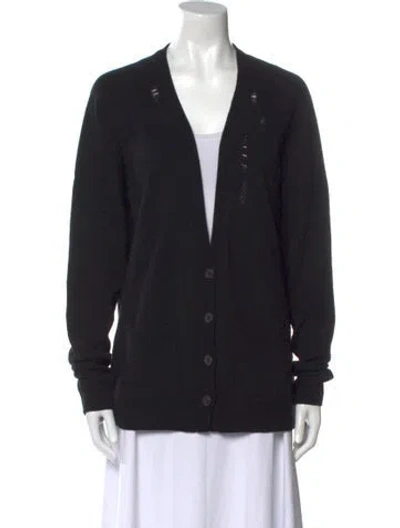 Pre-owned Raquel Allegra Wool V-neck Sweater In Black