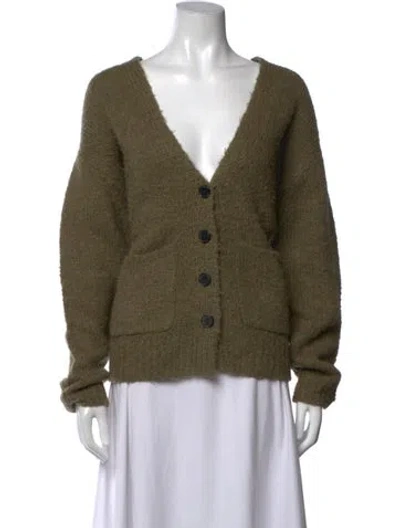 Pre-owned Raquel Allegra Wool V-neck Sweater In Green