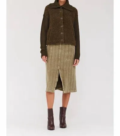 Raquel Allegra Work Skirt In Gold Green In Burgundy
