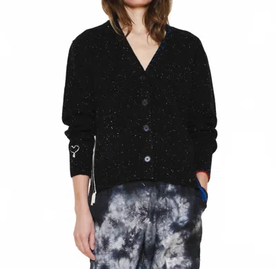 Raquel Allegra Yes Cardigan In Black Speckle Cashmere