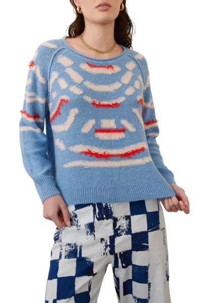 Raquel Allegra Zuri Pullover Sweater In Light Denim/chalk In Multi