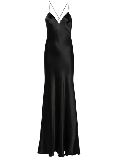 Raquel Diniz A-line Silk Maxi Dress In Black